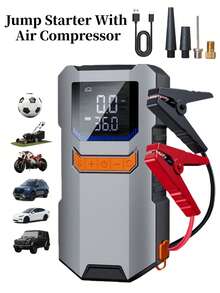 1pc 5000A Portable Jump Starter With Air Compressor - 12V Battery Booster, LED Light, Fast Charging USB Output, Multi-Protection, Includes Jump Cables, Air Pump And Car Adapter - Multicolor - View 13