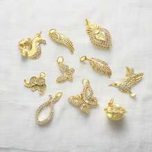 1pc Copper Micro-Inlaid Zirconia Fashionable Minimalist Mini Animal Butterfly Elephant Squirrel Pendant, High-End DIY Bracelet Necklace Backpack Earrings Jewelry Accessories - Multicolor - View 1