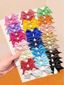 20pcs/Set Colorful Bowknot Hair Clips, Minimalist Yet Playful, Suitable For Ponytail Or Braid Hairstyles, Random Colors, Clip On Easily To Add A Sweet Touch, Fits Various Outfits And Occasions - For Girls And Women, Daily Essential, All Seasons, Claw Clips, Hair Barrettes, Hair Accessories For Women, Head Accessories - Multicolor - View 2