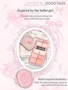 GOGO TALES 甜美粉色柔雾眼影盘芭蕾舞系列，哑光大地色系搭配细腻珠光高光，迷你旅行装，适合日常淡妆及新手使用，GOGOTALES - #G05 Round dance melody - 查看 5