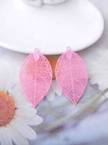 10pcs Light Golden Leaf Charms Filigree Jewelry Pendants