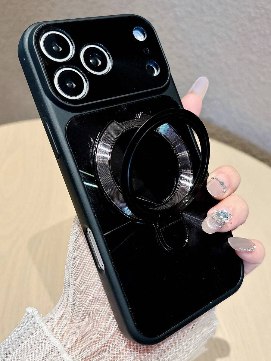 Luxury Glitter Lens Protection Aurora Laser Phone Case With Magnetic Bracket Holder Compatible With IPhone 17 Pro Max 17 Pro 17 16 Pro Max 16 Pro 16 15 Pro Max 15 Pro 15 14 Pro Max 14 Pro 14 13 Pro Max 13 Pro 13 12 Pro Max 12 Pro 12 11 Anti-Drop Frame Shockproof Back Cover