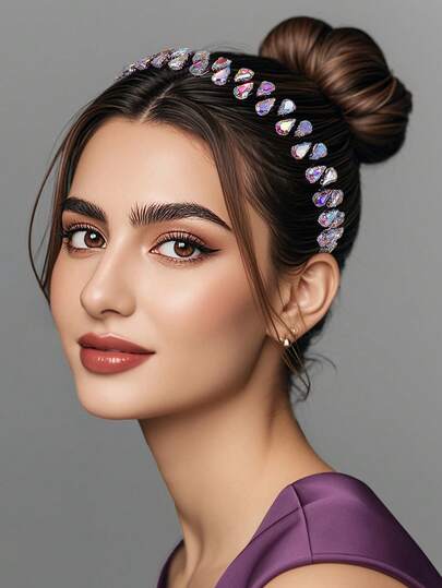 1件水钻发箍，时尚波浪弧形设计，简约头饰，适合新娘、婚礼、庆典、节日礼物、约会、休闲、情人节等场合，女士发饰