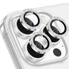 3pcs 17 Pro / 17 Pro Max / 16 Pro Max / 16 / 16 Pro / 16 Plus / 15 Pro Max / 15 Pro / 15 Plus / 14 Pro Max / 14 / 13 / 12 / 11 Camera Lens Protective Film, Flash Version - Cute Girlish Style Metal Independent Shiny Ring Protective Case Compatible With IPhone 17 Pro Max, 9H Scratch Resistant Tempered Glass, Silver - Silver - View 18