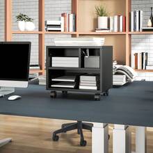HOMCOM Mueble de Impresora con Ruedas Soporte de Impresora con Compartimentos Abiertos para Oficina Estudio 40x30x36 cm - Negro - Ver 9