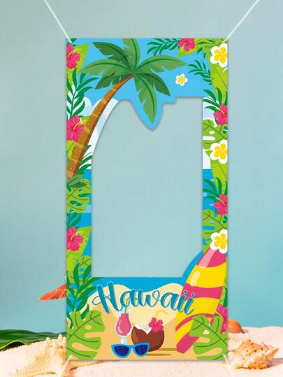 1 pieza Marco de foto de vinilo con tema de falda hawaiana de hula, Accesorio de fotografía con tema de falda hawaiana de hula, Fondo para fiesta de playa de verano, Decoración de fiesta tropical hawaiana, Telón de fondo para fiesta de playa de verano, Suministros para fiesta Aloha, Decoración de fiesta de flamencos, Decoración de verano, Suministros para fiesta de vacaciones, Regalos para fiesta de verano