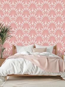 1卷羽毛形叶子壁纸，自粘可移除壁纸，乙烯基墙贴，适用于房间装饰、卧室、浴室、DIY瓷砖翻新，防水PVC贴纸，生日/毕业礼物（宽度：17.5英寸） - 彩色 - 查看 2