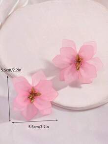 Flower Stud Earrings Valentines - 粉色 - 查看 4