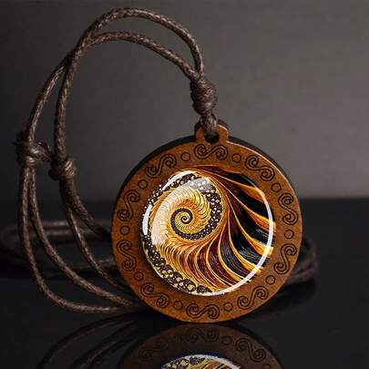 1PC Fractal Fibonacci Spiral Pendant Necklace Men's Gift Jewelry Fashion Statement Piece Unique Design For Holidays And Special Occasions
