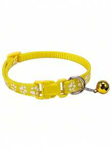 Adjustable Rainbow Cute Bell Collar With Paw Print Pattern, Suitable For Cats - Multicolor - View 12