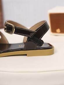 Kids Fashion Outdoor Sandals, Summer Square Toe Flat Shoes, Single Strap Sandals, New Girls Shoes, Fashionable Beach Slippers - Burgundy - View 8