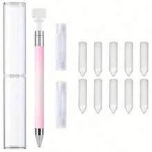 钻石画笔套装，带旋转蜡笔头，11 件套，包含 1 支粘性笔和 10 个替换软蜡笔头，艺术笔替换笔头 DIY 工艺配件 - 彩色 - 查看 11