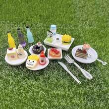 HKLMRO 150Pcs Miniature Food Drink Bottles Adults Dollhouse Soda Pop Cans Pretend Play Kitchen Cooking Game Party Accessories Toys Hamburger Cake Ice Cream Pizza Bread Tableware Doll House Landscape(Default) - Multicolor - View 7