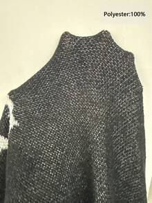 秋冬新款个性化天使卡通图案提花针织休闲复古百搭长袖圆领毛衣 - 黑色 - 查看 9