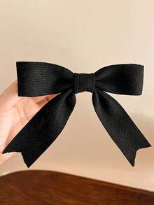 3pcs/1pc Women's Fabric Bow Brown/Black/White Hair Clips, Fashion Versatile High-End Elegant Simple Solid Color Hair Accessories Suitable For Daily Outing, Casual, Party, Commute, Vacation, Ponytail, Bun, Face Washing, Makeup, Outfit Matching - Multicolor - View 4