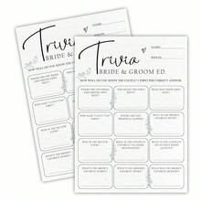 30 Bridal Shower Game Cards - Trivia BRIDE & GROOM, Eucalyptus Leaf Plant Themed Wedding Games, Suitable For 30 Guests, Engagement, Wedding Party Activity Games, Interesting Favors & Supplies - A05 - 新娘和新郎趣聞 - 查看 1