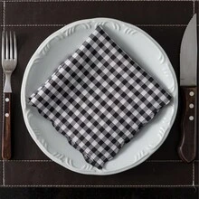 Checkered Napkin Set Of 10, Yarn-Dyed Fabric, June Festival - Black - View 3