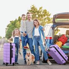 4 Piece Luggage Set 16/20/24/28 Inch Hardside Lightweight Suitcase With Spinner Wheels (Purple) - Màu da nâu xanh da trời - Xem 11