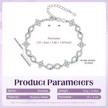 1pc Personalized Birthday Stone Bracelet, Can Engrave 1-5 Names, Custom Flower Pendant Bracelet, Infinite Love Design, Handmade Jewelry, Mother's Day Gift For Mom And Grandma, Birthday, Anniversary, Valentine's Day, Christmas Luxury Custom Jewelry - Silver - View 10