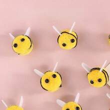 Accessoires élastiques haute qualité en forme d'abeille, pinces à cheveux DIY, décorations en pompons de cachemire, fournitures artisanales en boules de peluche, décoration d'intérieur - Jaune citron - Voir 5