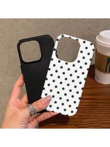GIIPPA Ốp điện thoại thời trang tối giản chấm bi đen trắng, tương thích với iPhone 17, 16 Pro Max, 15 Pro, 13, 11, 12, XS, 8 Plus, 7, bề mặt bóng, thiết kế 2 trong 1, quà tặng sinh nhật mùa xuân. - trắng - Xem 6
