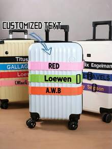 Personalized Luggage Strap, Customized Hook And Loop Luggage Strap, Customized Name Luggage Strap, Nylon Customized Embroidered Name Luggage Strap, Luggage Identifier, Luggage Strap, Luggage Belt, Luggage Bag Fabric, Gift For Her, Valentine's Day Gift, Ideal Gift For Him On Valentine's Day - Multicolor - View 4