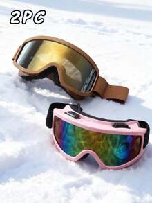 多副装彩色镜框泡沫衬垫软滑雪镜套装，男女通用 - 适用于户外滑雪、雪地摩托、单板滑雪、徒步旅行和其他冬季运动 - 彩色 - 查看 6