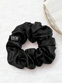 Christian Dior Black Silk Hair Scrunchies. High-Quality Silk Hair Ties. Casual, Fashionable, Minimalist Hair Scrunchies. No Trace, No Hair Damage.