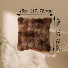 1pc Luxury Tie-Dye Toscana Faux Rabbit Fur Throw Pillow Cover, Without Insert, Plush Fluffy Decorative Cushion Cover For Living Room Sofa Bedroom, Extra Large - Tie-dye Coffee - View 5