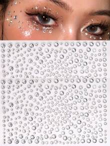2pcs/1pc Silver Glitter Face Stickers, Suitable For Rave Parties, Makeup, Rhinestone Stickers, Y2K Style Music Festival DIY Eye & Face Decor, Valentine's Day Gift - Multicolor - View 8