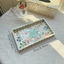 1 Stück INS Stil Dekoschale mit Muscheleinlage, bunte Patchwork Quadrate, handgefertigt. Geeignet zur Dekoration von Wohnzimmer Couchtisch, Esstisch und für den täglichen Gebrauch. Kann auch als Geschenk oder Partytischdekoration verwendet werden.