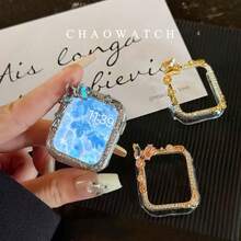 1个DIY旋转蝴蝶水钻保护壳，防摔时尚休闲保护套，兼容 40/41/44/45mm，兼容 Ultra/SE/11/10/9/8/7/6/5/4/3/2/1系列，智能手表配件 - 玫瑰金 - 查看 4