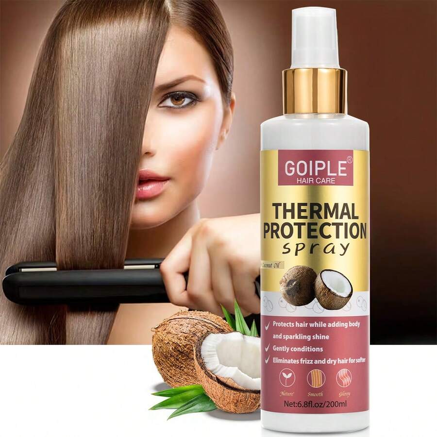 Goiple 450°F 热防护及紫外线防护喷雾，热防护精华液，有效抵御直板夹、卷发棒和吹风机的高温损伤，蕴含椰子油，滋润修护秀发，提升秀发健康、柔顺和光泽，适用于卷发、波浪发、直发及假发（100毫升/200毫升/300毫升）
