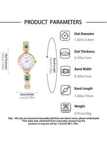 镶嵌祖母绿的优雅圆形表盘腕表：闪耀的宝石点缀，散发青春活力，为年轻人的腕间增添时尚亮点，尽显优雅气质。