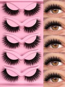5 Pairs 3D Full Strip Eyelashes Curling Volume Fluffy Thick Faux Mink Lashes Dramatic False Lashes Convenient For Applying And Enhancing Eyes - Fluffy Lashes - View 2