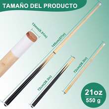 2 Pcs Tacos de Billar, Taco de Billar Profesional con 4 Guantes, 5 Tips, 5 Tizas, 5 Cabezal, Palo de Snooker Desmontable y Portátil, Cues de Billar para Principiantes y Familia, Entretenimiento 145 cm - 1 - Ver 4