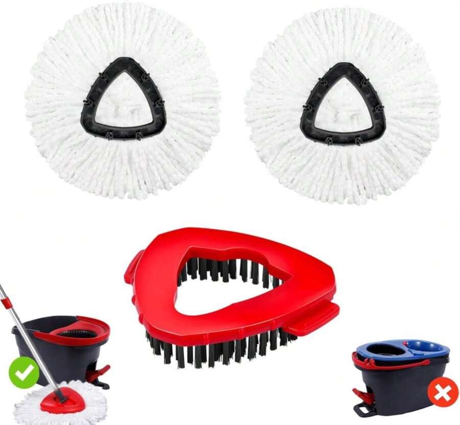 WaIE Jiemi 6 Pack Mop Replacement Heads Compatible With Oceda RinseClean 2-Tank System - Includes 2 Mop Scrub Brush Head, Microfiber Mop Refills, Easy Cleaning Mop Head Replacement - ColorB - 查看 1