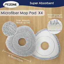 Spin Flat Mop Pad Replacement Compatible With O Cedar Mop Head Replace Flat Triangle Mop, Wet Damp Dry Sweeping Pads Washable, Microfiber, 4 Mopping Pads And 1 Mop Base - 白色 - 查看 5