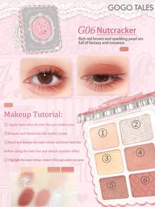 GOGO TALES GOGOTALES Soft Pink Matte Eyeshadow Palette, Ballet Series, Contains Matte Earthy Tones And Delicate Luminous Highlighter, Mini Travel-Friendly Size, Suitable For Daily Makeup And Beginners - #G06 Nuteracker - View 6