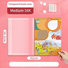 10 coperți transparente pentru cărți, protecții groase și impermeabile pentru elevii de școală primară, rezistente la uzură și reutilizabile, protejează cărțile ca o armură, se potrivesc mai multor dimensiuni pentru a preveni ondularea marginilor - Multicolor - Vizualizare 6