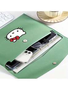 1pc Sanrio Hello Kitty Leather Clutch Bag Document Bag (Black) - Large Capacity File Organizer Pouch, 330x240mm, Cute Cartoon Pattern Office School Stationery Bag - Multicolor - View 8