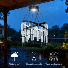 HUYIENO Solar Hanging Crystal Chandelier Outdoor Garden Decorative Lights Powerful Lithium Battery 54 Warm White LEDs Waterproof Hanging Lantern For Valentine Gifts Garden, Yard, Patio, Gazebo, Party, Wedding 2 Tier - X Shape - 查看 5