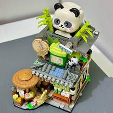 1000 PCS Creative Panda Shop Tea Street Building Blocks Toy Set, Micro Bricks Great Idea Decor- For The Home Or Office, 3D Puzzle Toys As Gift, Home Decor Ideas Christmas/Halloween/ Thanksgiving/New Years Gift - 彩色 - 查看 1