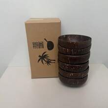 8pcs Set Natural Polished Coconut Shell Bowls With Wooden Spoons, Handmade Coconut Bowls, Salad Bowls, Smoothie Bowls, Tableware Gift Set