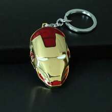 1pc Marvel Mask, Iron Man And Spider-Man Metal Keychain, Pendant. These Are Essential Keychain Accessories To Prevent Loss, And Make A Thoughtful Gift For A Boyfriend Or Marvel Fan. They Are Must-Have Keychains For Marvel Fans. The Gold-Red Battle Helmet Is A Complete Replica. It Has Two Uses: To Prevent Key Loss And To Decorate Backpacks. They Can Be Used As Birthday Gifts Or New Year Gifts. - Multicolor - View 1