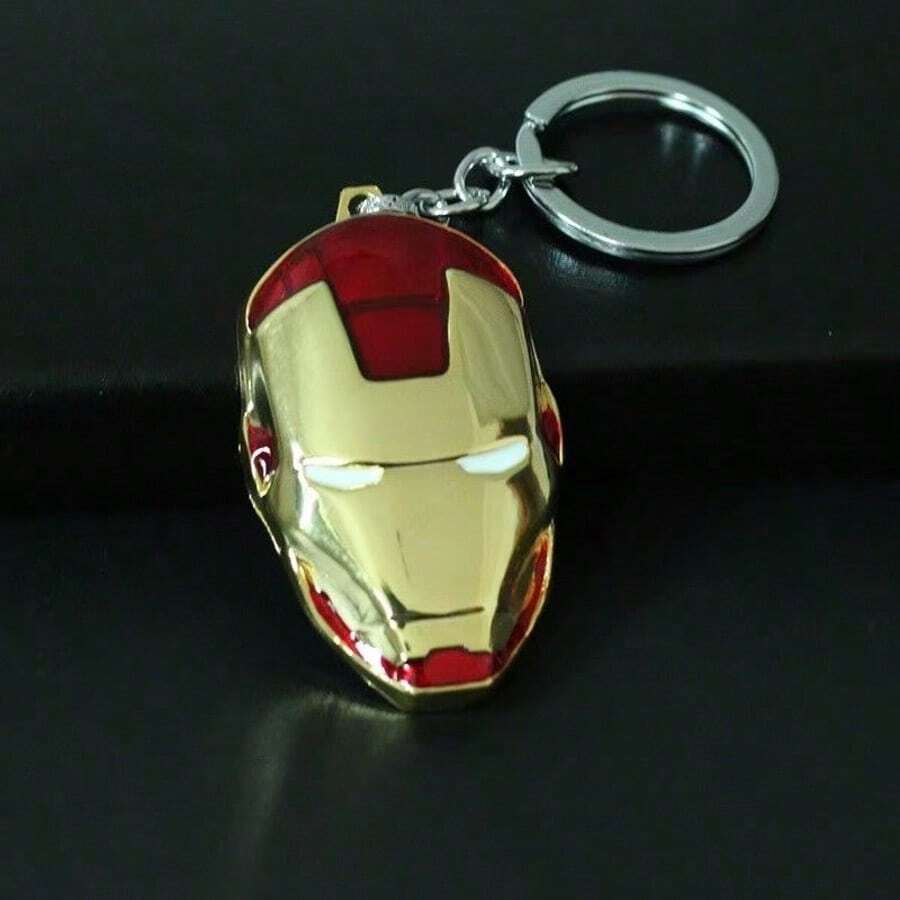 1pc Marvel Mask, Iron Man And Spider-Man Metal Keychain, Pendant. These Are Essential Keychain Accessories To Prevent Loss, And Make A Thoughtful Gift For A Boyfriend Or Marvel Fan. They Are Must-Have Keychains For Marvel Fans. The Gold-Red Battle Helmet Is A Complete Replica. It Has Two Uses: To Prevent Key Loss And To Decorate Backpacks. They Can Be Used As Birthday Gifts Or New Year Gifts. - Multicolor - View 1