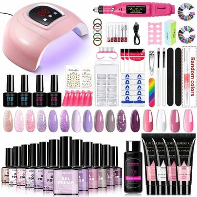 LIMEGIRL UV Gel Nagellack Set, inklusive UV Licht und Nagelfeile, UV LED Nagellampe, Gel Nagellack Set, vielseitiges Gel Nagellack Set, Grundierung, Überlack, Überlack, professionelles Gel Maniküre Set, Zuhause DIY Nagelpflege Set, Geschenk für Frauen