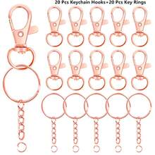 20/40/60/100pcs Rotating Spring Hooks With Keychain And Chain Key Rings, Suitable For Lanyards, Jewelry Making, Valentine's Day Gifts, DIY Crafts (10/20/30/50pcs Spring Hooks + 10/20/30/50pcs Key Rings With Rings And Chains) - Small Keychain Halo Chain - View 15