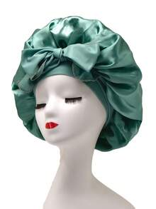 1pc Women's Silk Sleep Cap, Satin Material, Night Sleep Hat, Hair Cover, Suitable For All Hair Types, With Adjustable Drawstring, Black Hair Sleep Cap - Multicolor - View 7