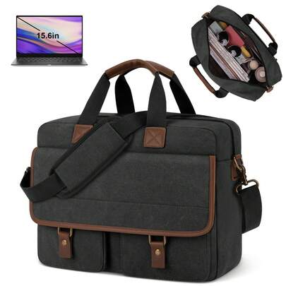 NEWHEY Messenger Bag For Men, 15.6 Inch Laptop Bag Computer Office Laptop Bag For Men, Waterproof Work Bags Canvas Messenger Laptop Briefcase Satchel For Business College Travel Laptop Case